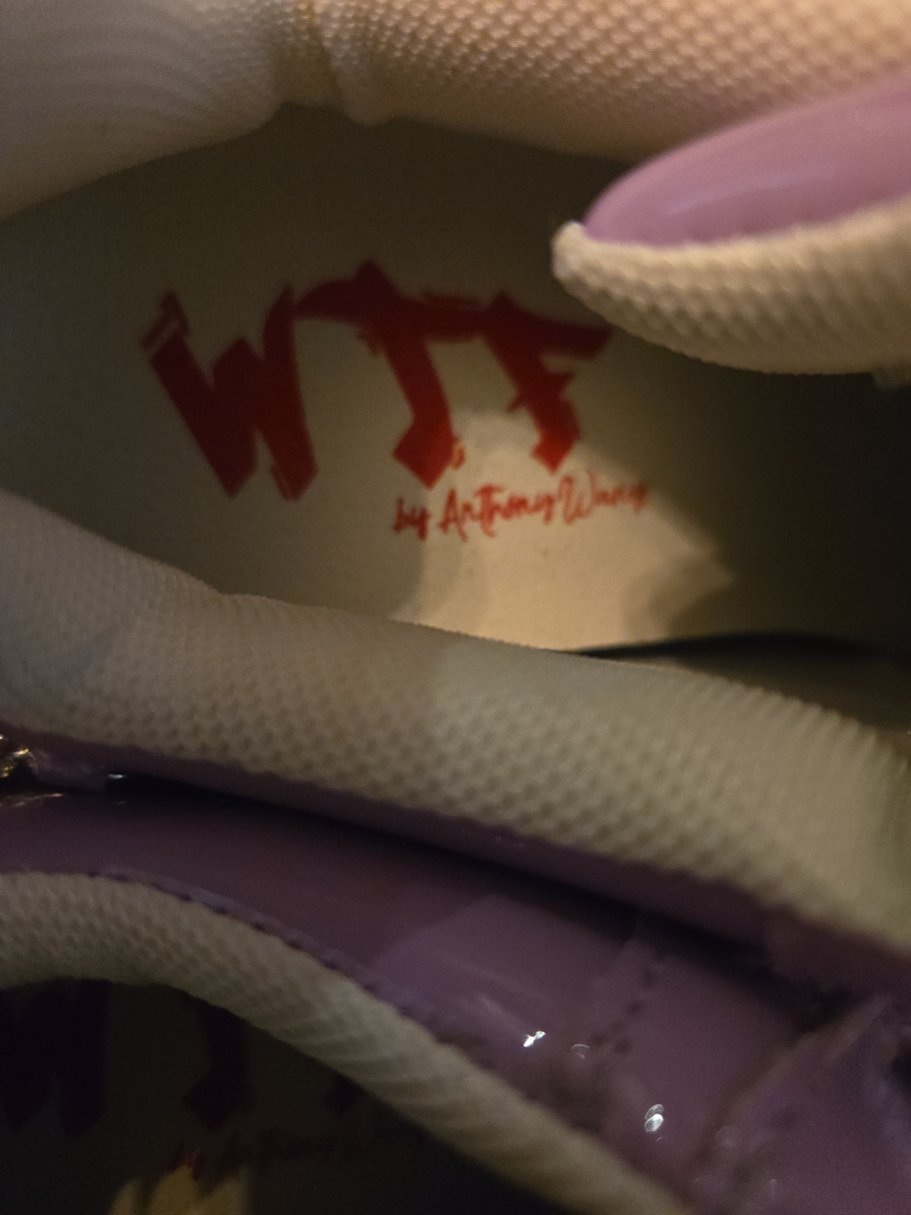 WTF By Anthony Wang Lilac Patent Sneakers Chain Studded Hidden Wedge 7.5 NWOT - Picture 8 of 14
